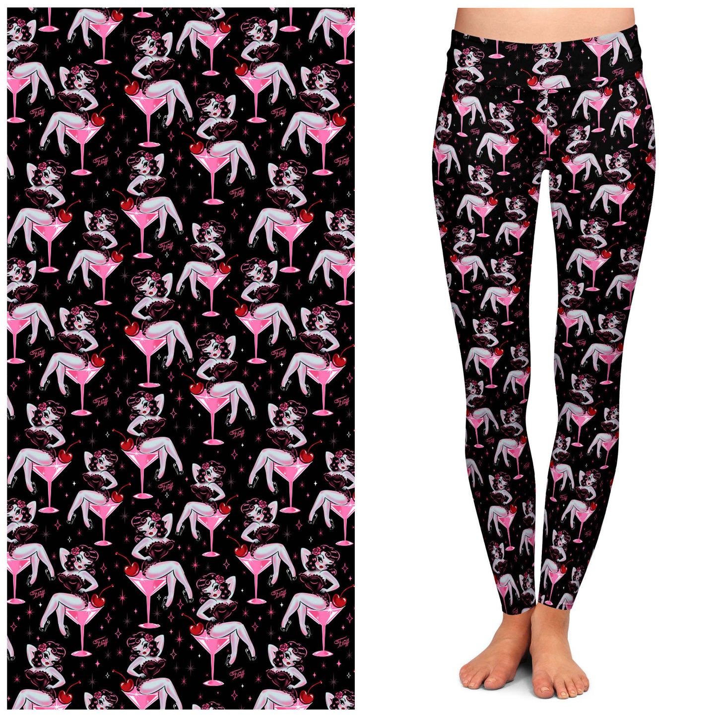 "Cocktail Crush" Leggings by Miss Fluff x Lipstick & Chrome-0